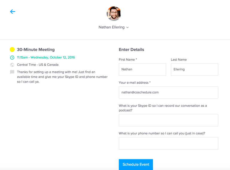 use Calendly to set up podcast meetings