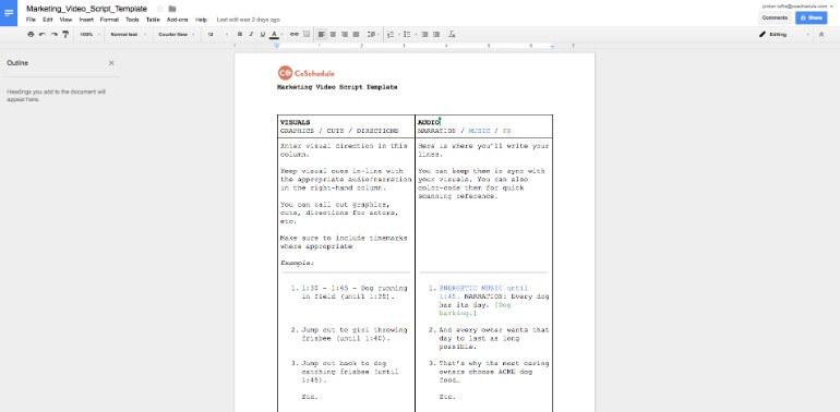 Click into a Google Docs file in CoSchedule