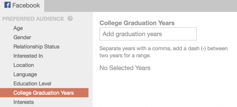 Targeting by graduation years