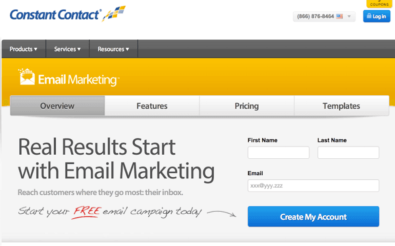 Example of a lead generation form from Constant Contact