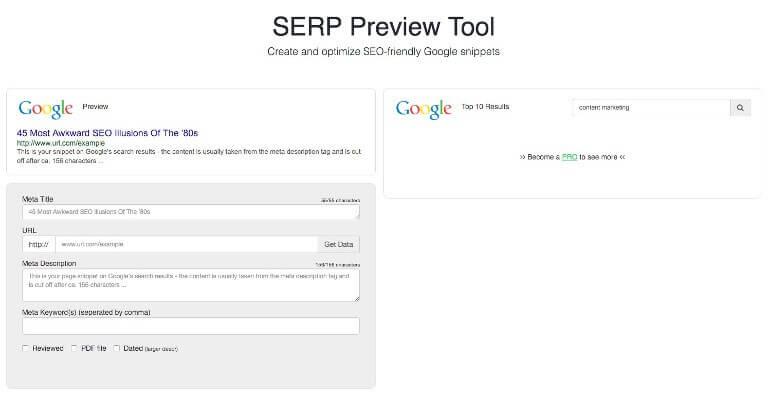 Content Forest SERP Preview Tool screenshot