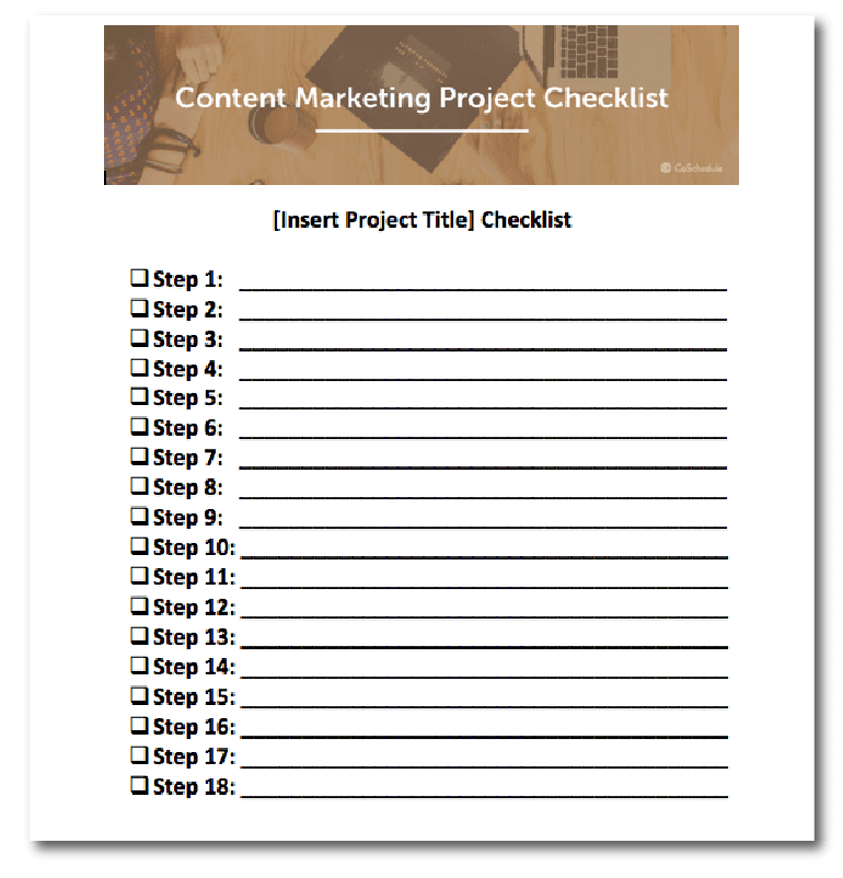 Screenshot of a content marketing checklist.