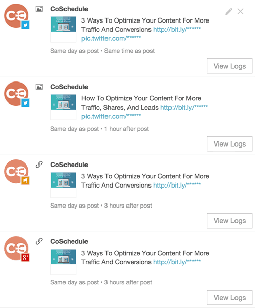 overview of social channels where CoSchedule shares content