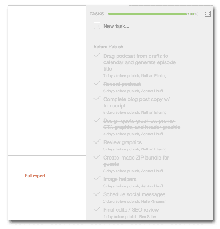 CoSchedule task template