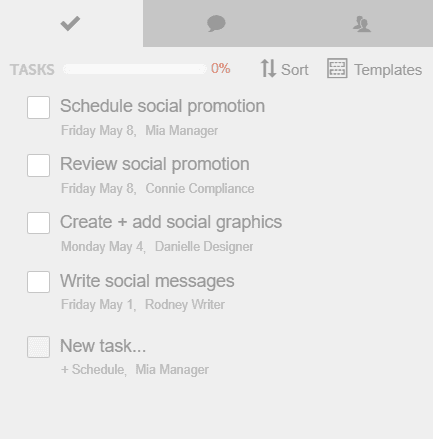  Social project design template utilized within CoSchedule
