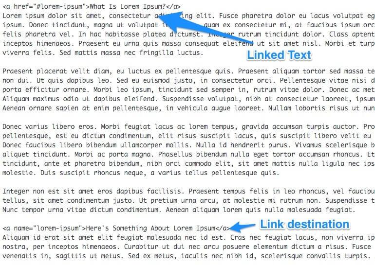 Example of deep link HTML