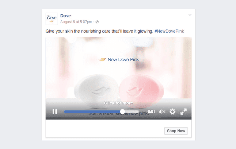 Dove Facebook post with well-written copy