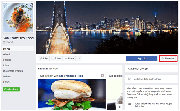 Example of a Facebook brand page