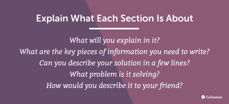 Explain What Each Section Is About