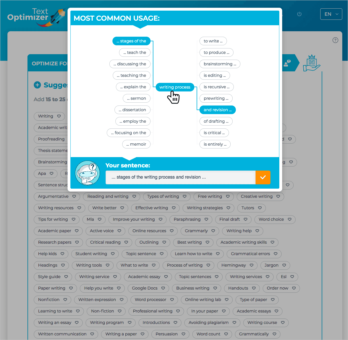 Text Optimizer sentences