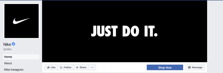 Example of Nike's branded Facebook cover photo