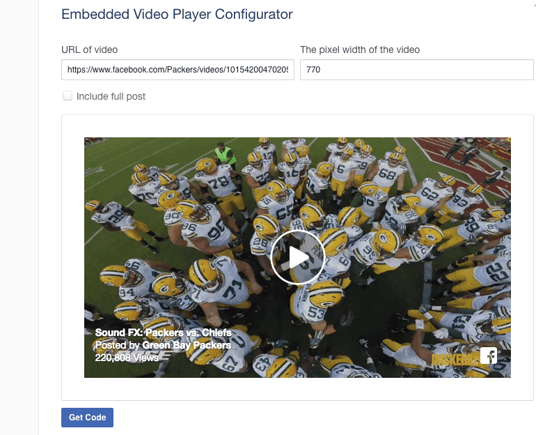 Facebook Embed Video: Get Code