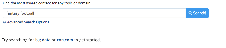 Fantasy football search in BuzzSumo