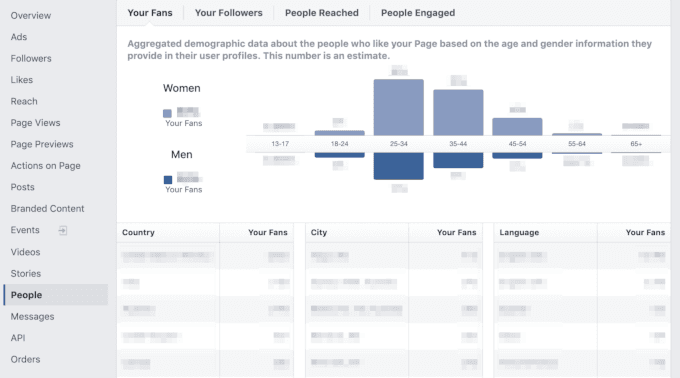 Demographic data in Facebook Insights