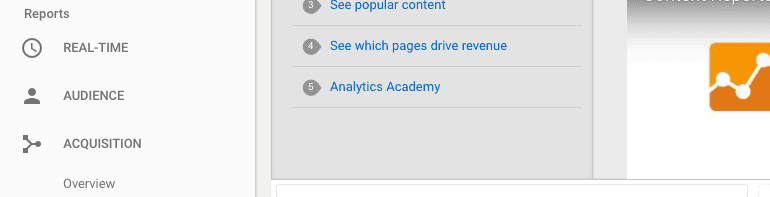 Where to find Acquisition in Google Analytics