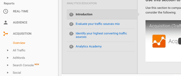 Google Analytics - Acquisition