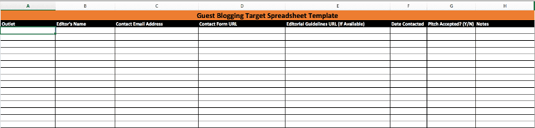 Guest Blogging Target Template Screenshot