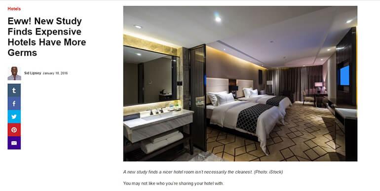 Article screenshot on hotel study