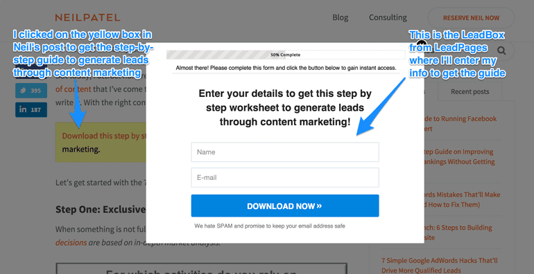 how to build an email list like Neil Patel