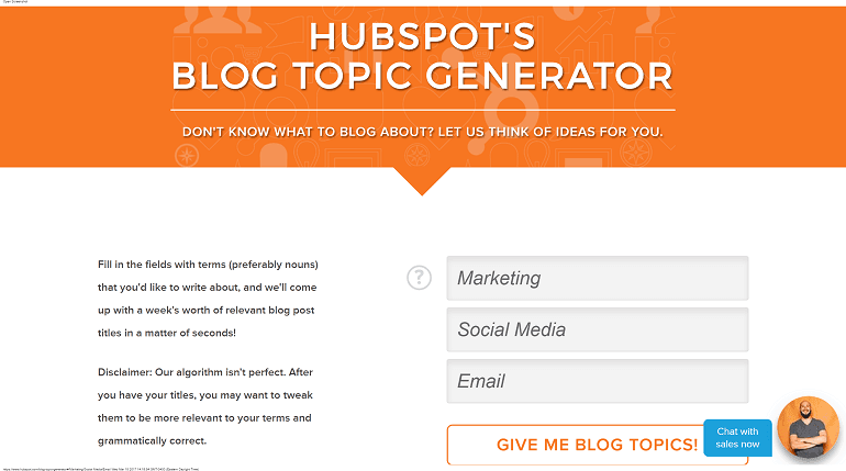 Hubspot's Blog Topic Generator