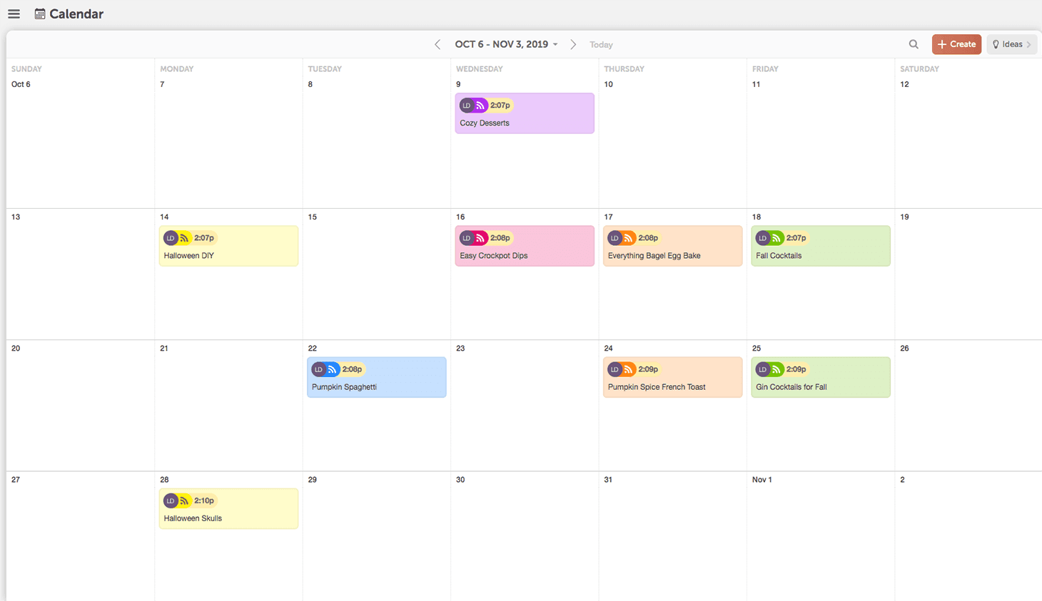 Color Labels by Topic Themes on the Calendar