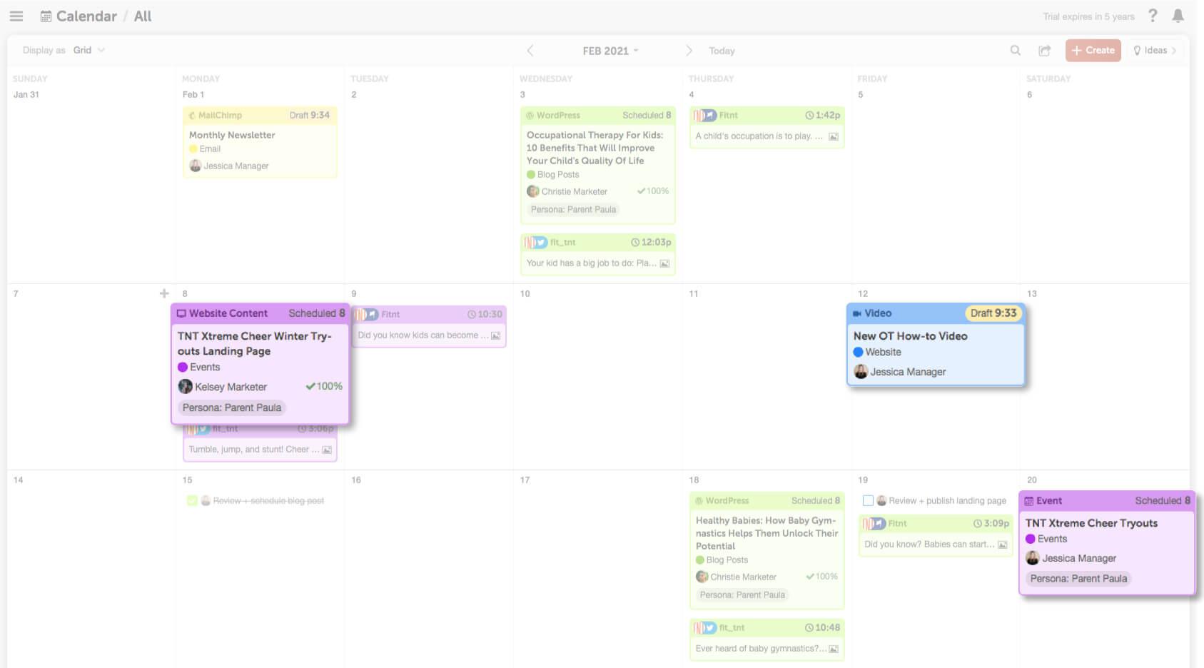 multiple projects on the calendar