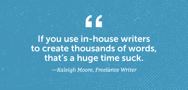 If you use in-house writers to create thousands of words, that's a huge time suck.