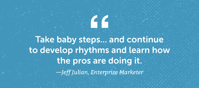 Take baby steps ... and continue to develop rhythms and learn how the pros are doing it.