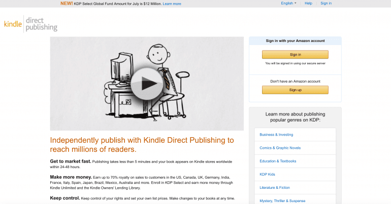Kindle Direct Publishing screenshot