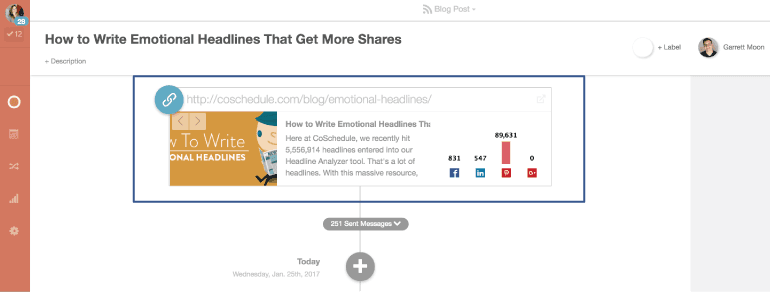 Social engagement in CoSchedule