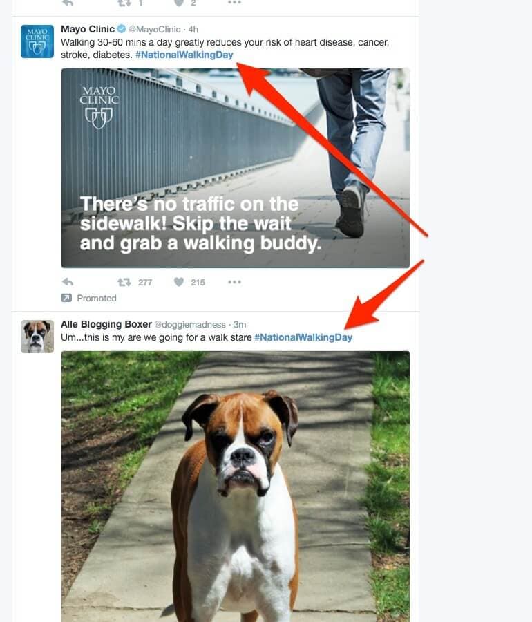National Walking Day hashtag on Twitter