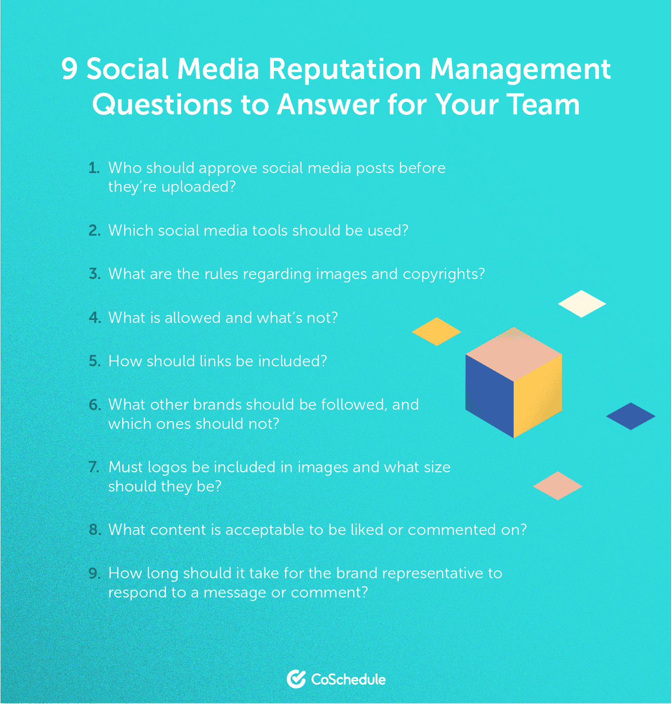 List of 9 questions about social media reputation management