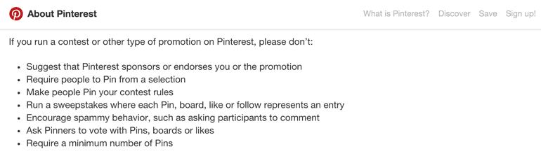 Pinterest contest rules