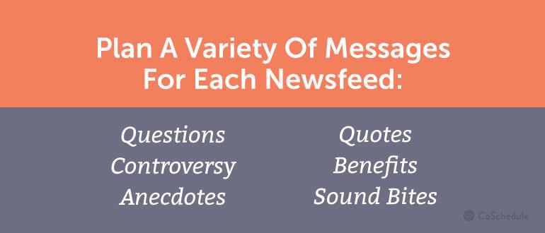 Plan a Variety of Messages for Each Newsfeed
