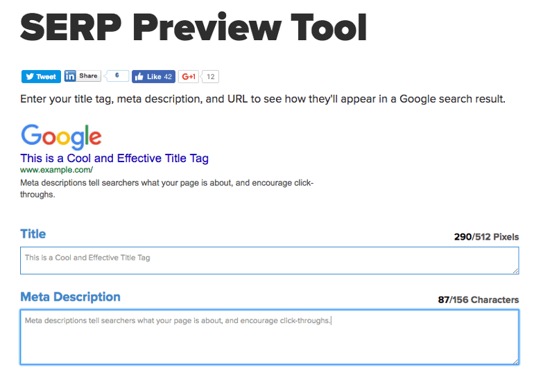 Portent SERP Preview Tool