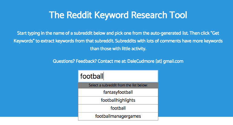 Reddit keyword tool