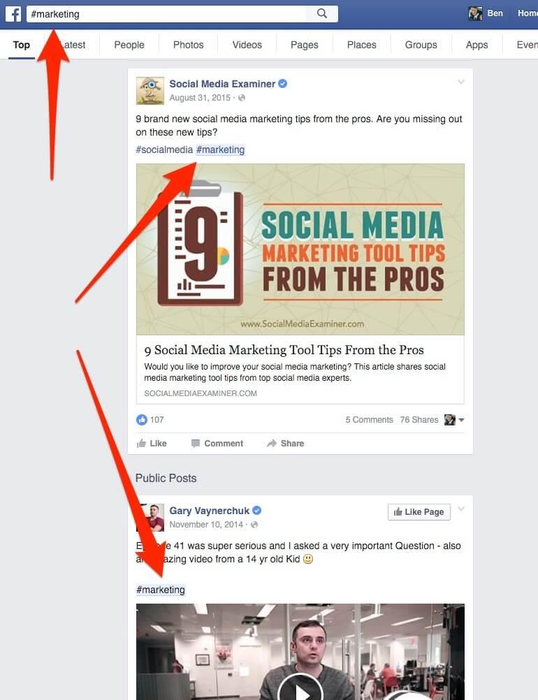 How to search hashtags on Facebook
