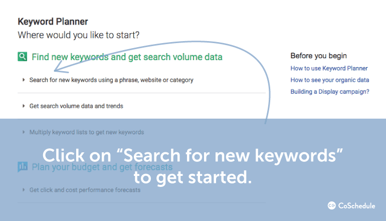 Search New Keywords In The Keyword Planner