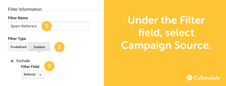 Under the Filter field, select Campaign Source