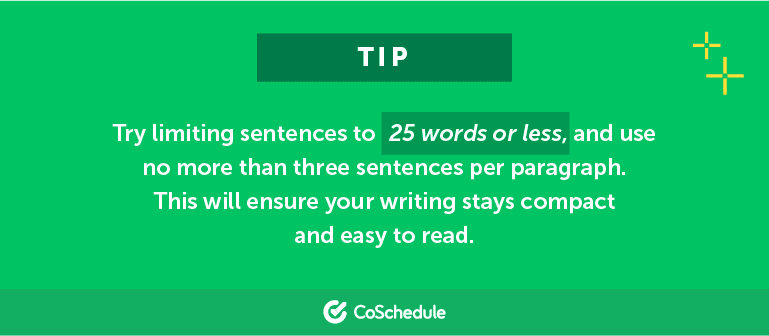 Tip to limit sentences to 25 words or less