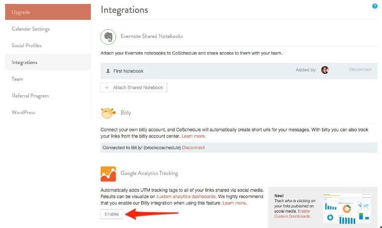 Settings and Integrations in CoSchedule
