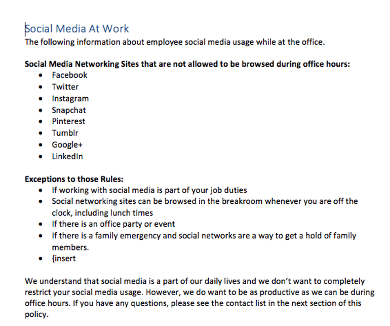 Social Media at Work section