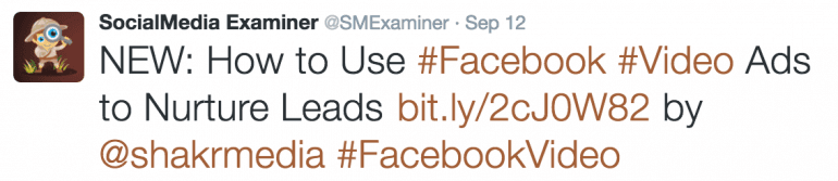 Hashtag tweet from Social Media Examiner