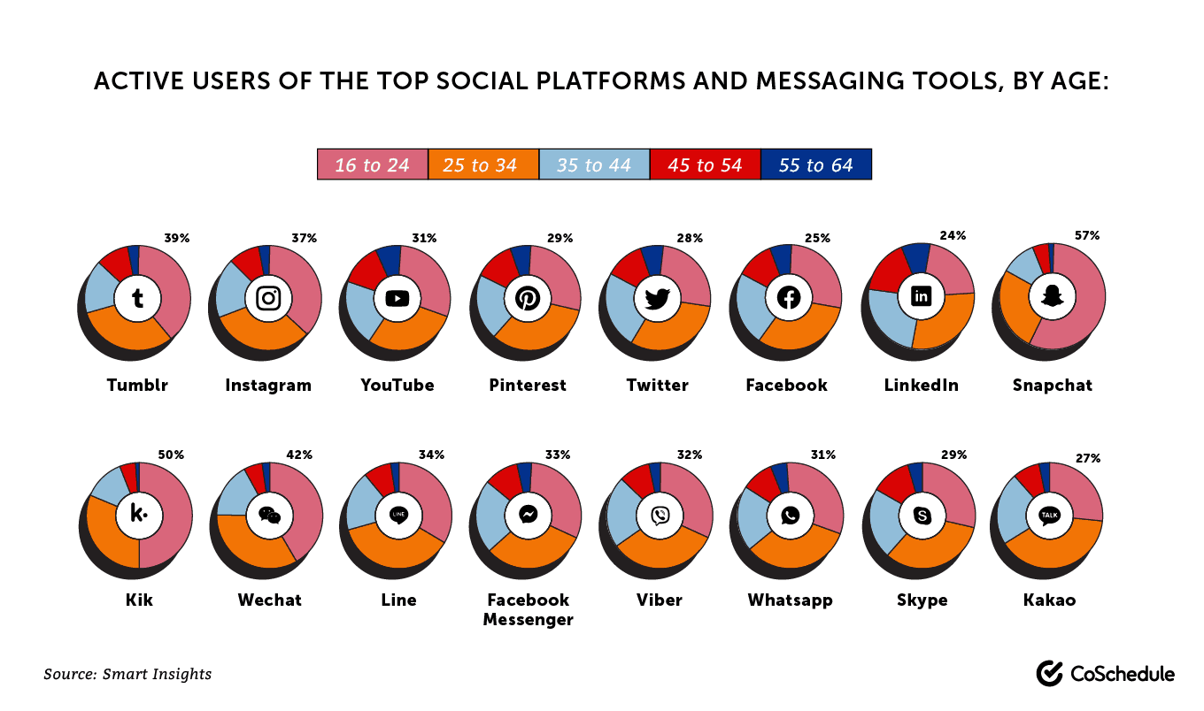 Demographic data on users of different social media platforms