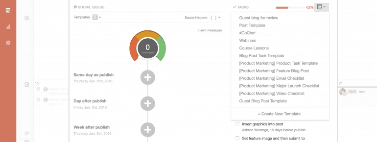 Screenshot of CoSchedule Social Queue Gas Gauge