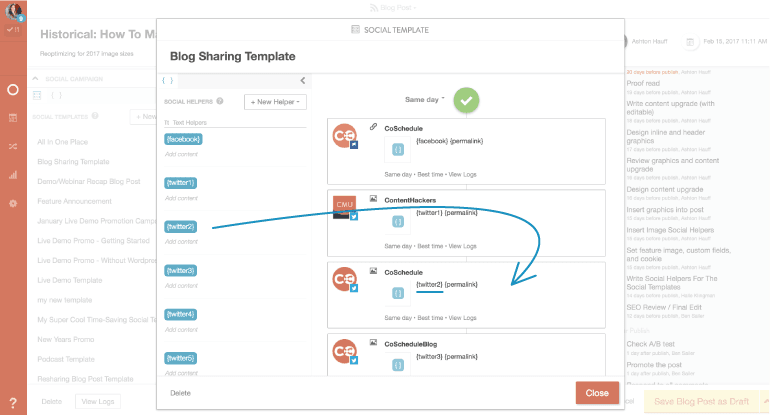 Social templates, step 2