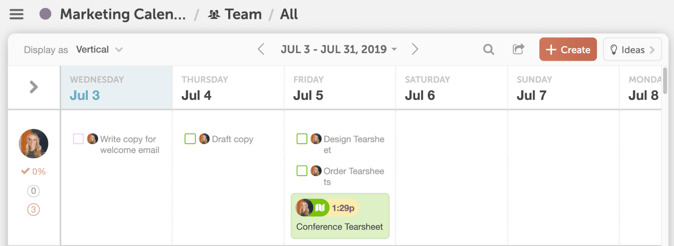 Vertical Team Management Dashboard Example