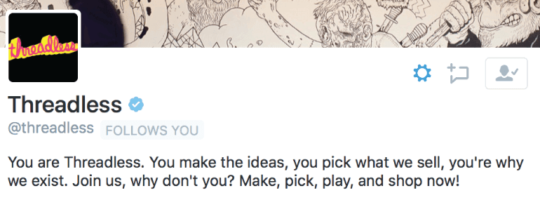 Threadless Twitter Bio