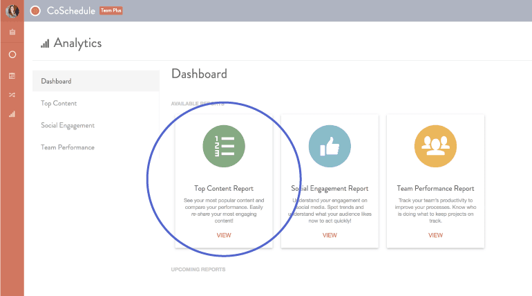 Top Content Report in CoSchedule