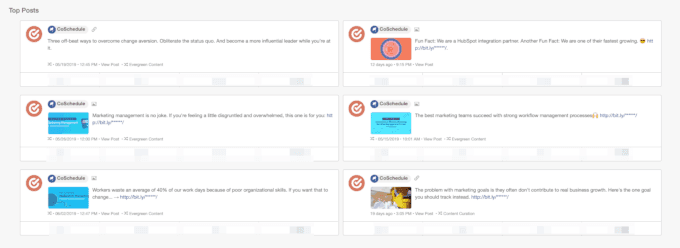 Finding top Facebook posts in CoSchedule